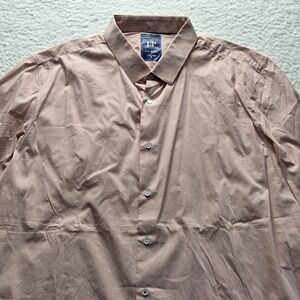 Louis Philippe Dress Shirt Mens 44 Pink Solid Super Slim Fit Stretch Ath Work LS